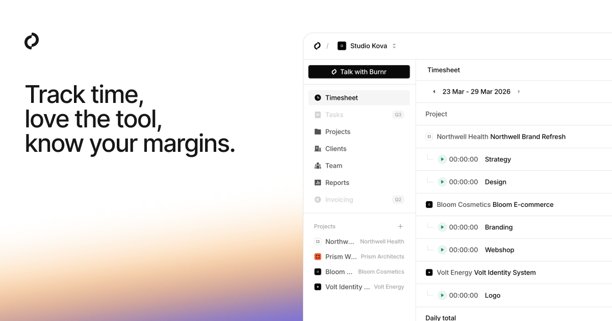Burnr | Track time, love the tool, know your margins.